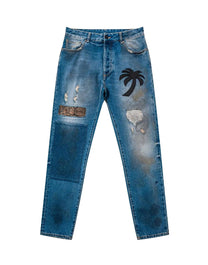 CURVED PALM REGULAR 5 POCK BLUE BLACK PALM ANGELS