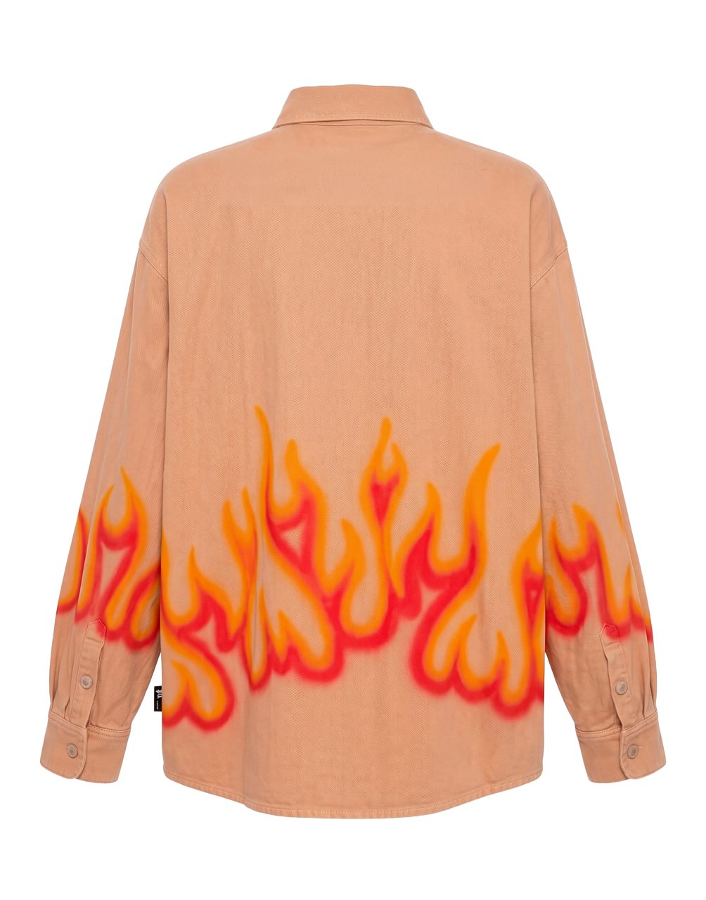 BURNING HERRINGBONE SHIRT BEIGE RED PALM ANGELS