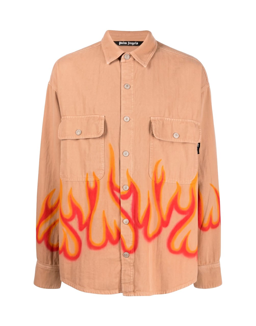 BURNING HERRINGBONE SHIRT BEIGE RED PALM ANGELS