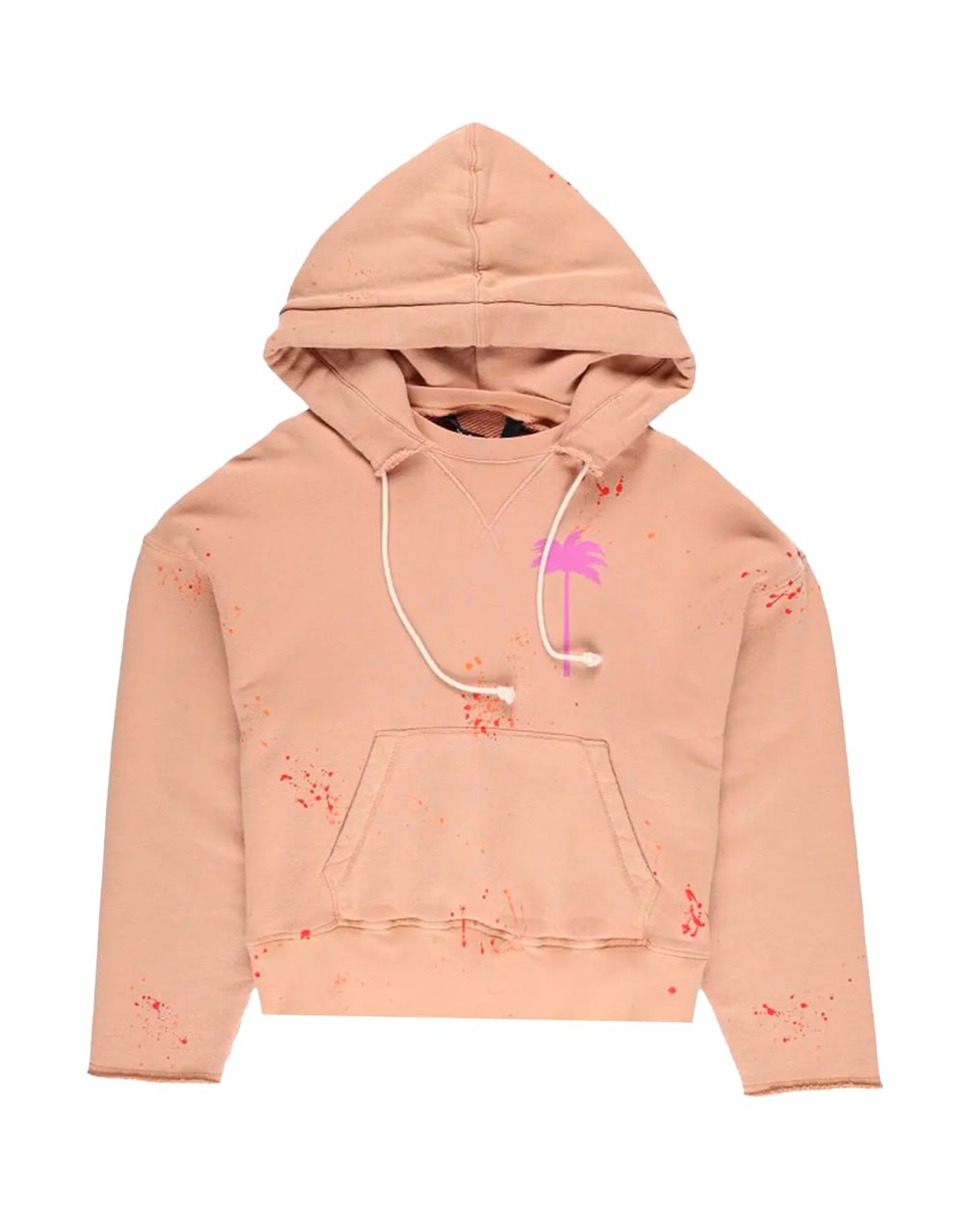 PXP PAINTED RAW CUT HOODY CANEL VIOLET PALM ANGELS