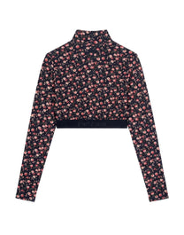 FLOWERS MOCK NECK LOGO TOP BLACK PINK PALM ANGELS