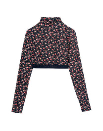 FLOWERS MOCK NECK LOGO TOP BLACK PINK PALM ANGELS