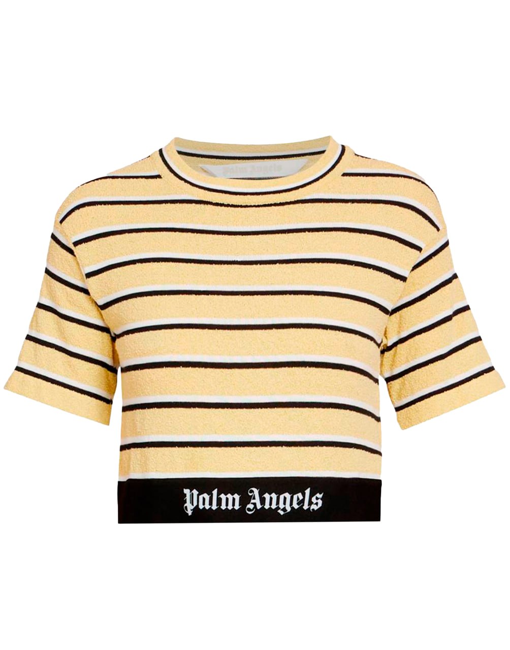 STRIPES KNIT LOGO TEE SS YELLOW BLACK PALM ANGELS