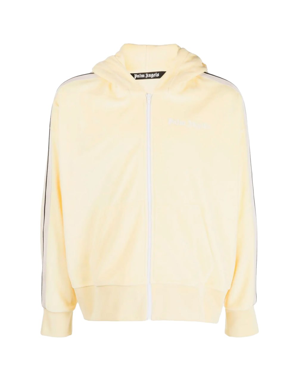 CHENILLE ZIP HOODY TRACK J YELLOW OFF WITH PALM ANGELS