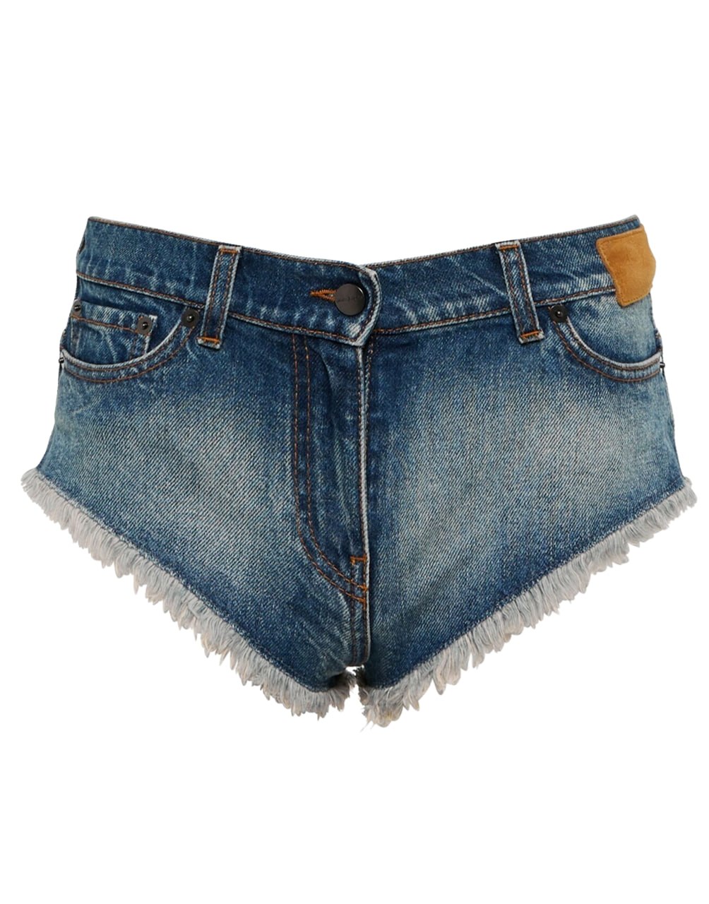DENIM HOT SHORTS BLUE BROWN PALM ANGELS