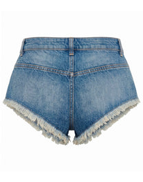 DENIM HOT SHORTS BLUE BROWN PALM ANGELS