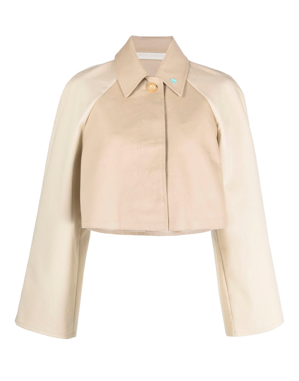 CROPPED TRENCH COAT OFF WHITE BEIGE PALM ANGELS