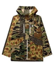 MIX FABRIC SHORT PARKA MILITARY BLACK PALM ANGELS