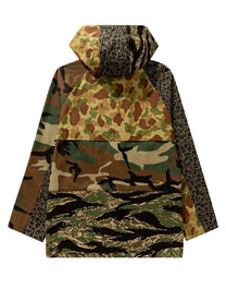 MIX FABRIC SHORT PARKA MILITARY BLACK PALM ANGELS