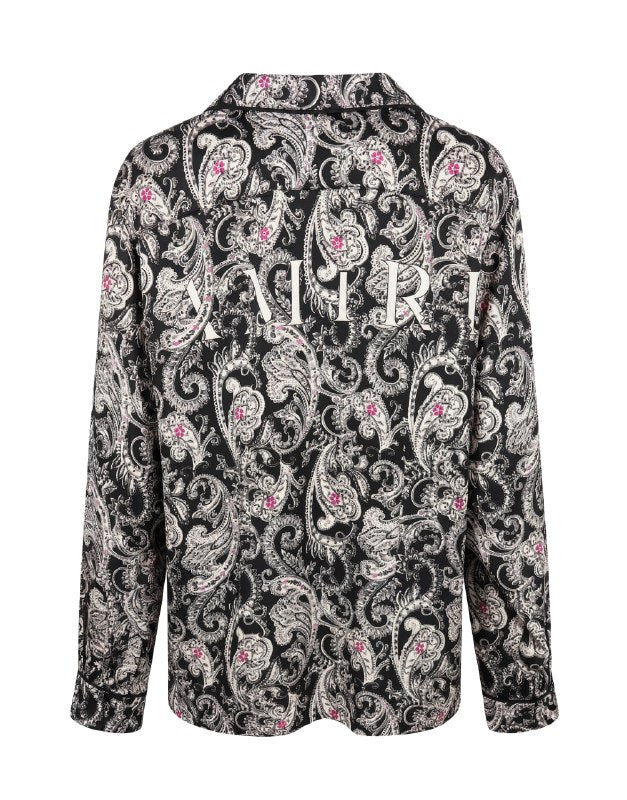 AMIRI PAISLEY SHIRT PATRON BLANCO CON FLORES LILA