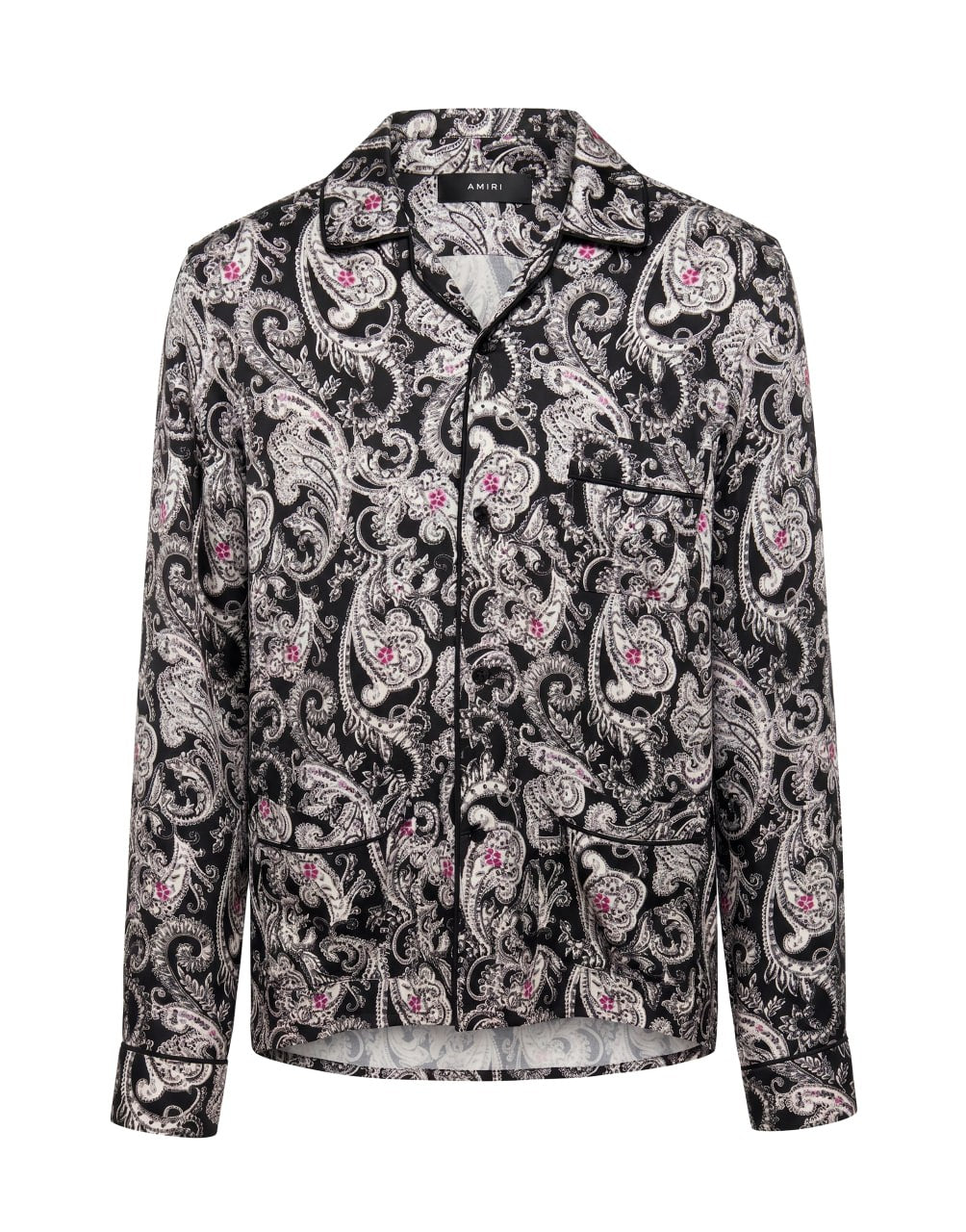 AMIRI PAISLEY SHIRT PATRON BLANCO CON FLORES LILA