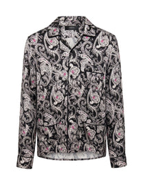 AMIRI PAISLEY SHIRT PATRON BLANCO CON FLORES LILA
