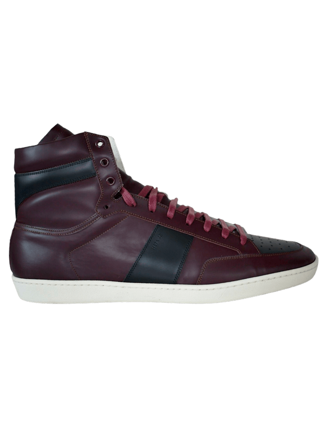 Saint Laurent SAINT LAURENT SIGNATURE COURT CLASSIC SL/10H HIGH-TOP SNEAKER IN BURGUNDY LEATHER WITH BLACK ACCENTS AND A WHITE RUBBER SOLE