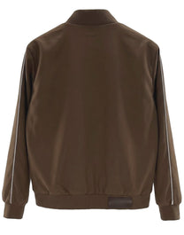 CHAQUETA DEPORTIVA JOHNNY DE AMIRI EN COLOR CAFE CON BORDADO DE LOGO ESTILO WESTERN