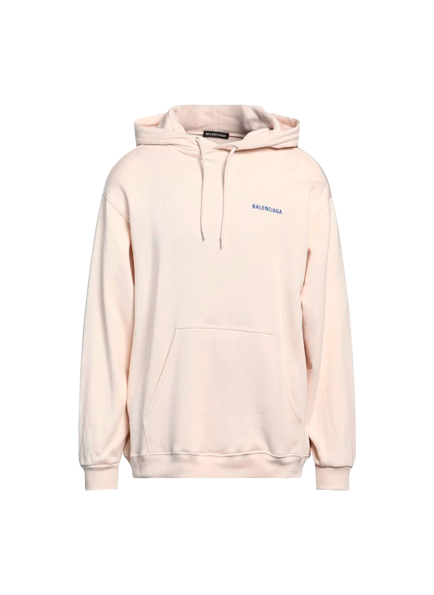 Balenciaga BALENCIAGA CLASSIC LOGO EMBROIDERED CREAM BEIGE HOODIE