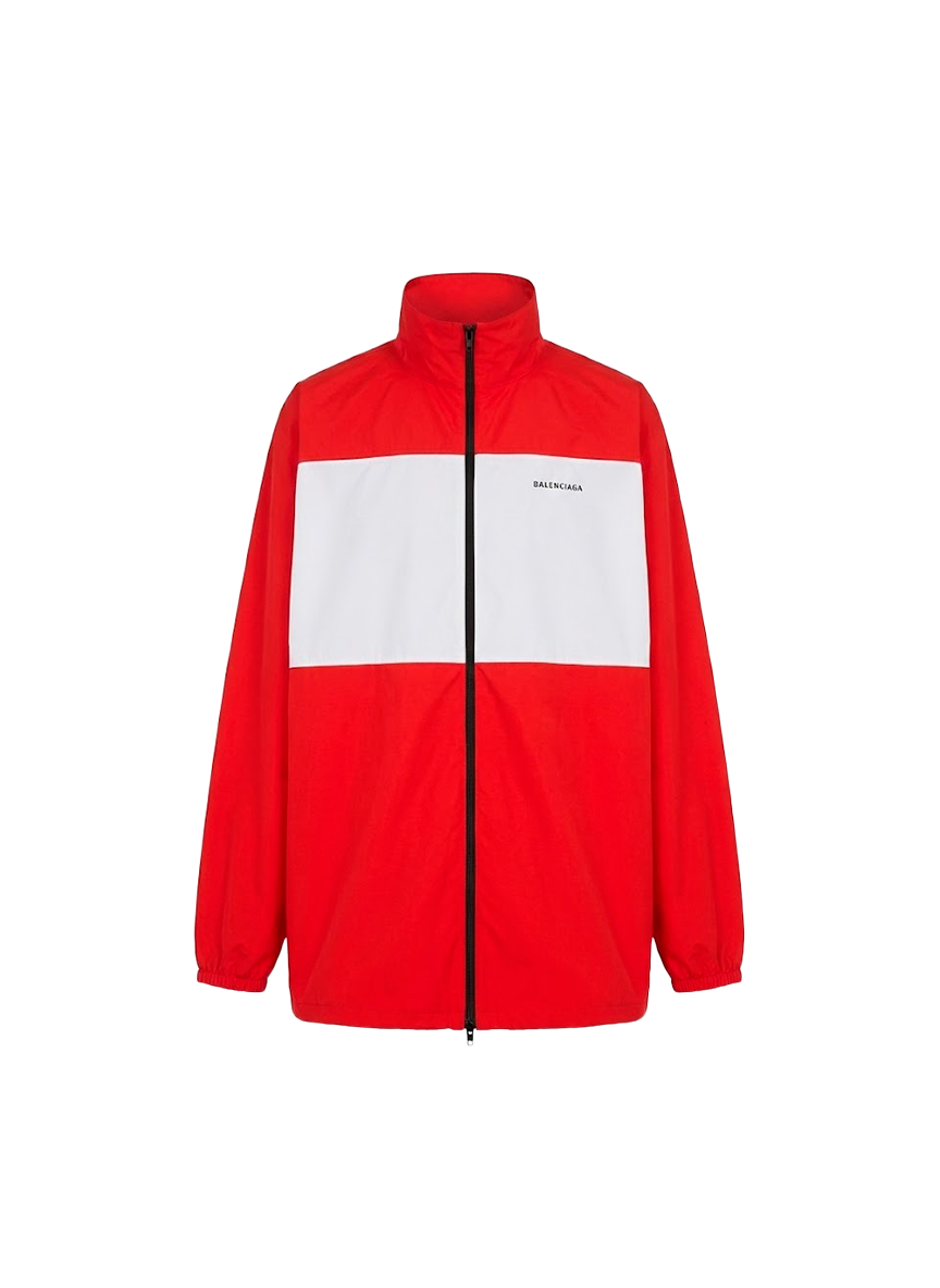 Balenciaga BALENCIAGA Y2K RED WHITE COLORBLOCKED LOGO POPLIN TRACK