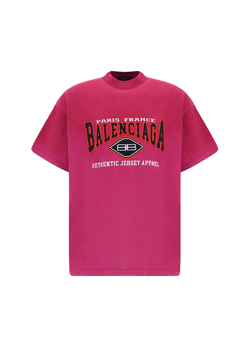 Balenciaga T SHIRT B AUTHENTIC EMBRO VINT JERSEY DARK FUCHSIA