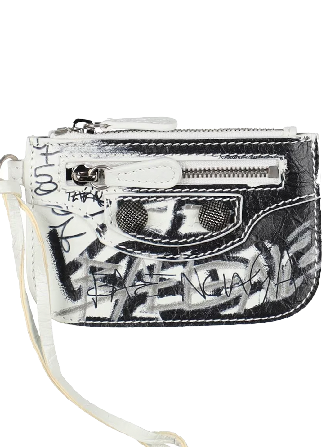 Balenciaga BALENCIAGA LE CAGOLE LONG COIN AND CARD HOLDER GRAFFITI WHITE/BLUE
