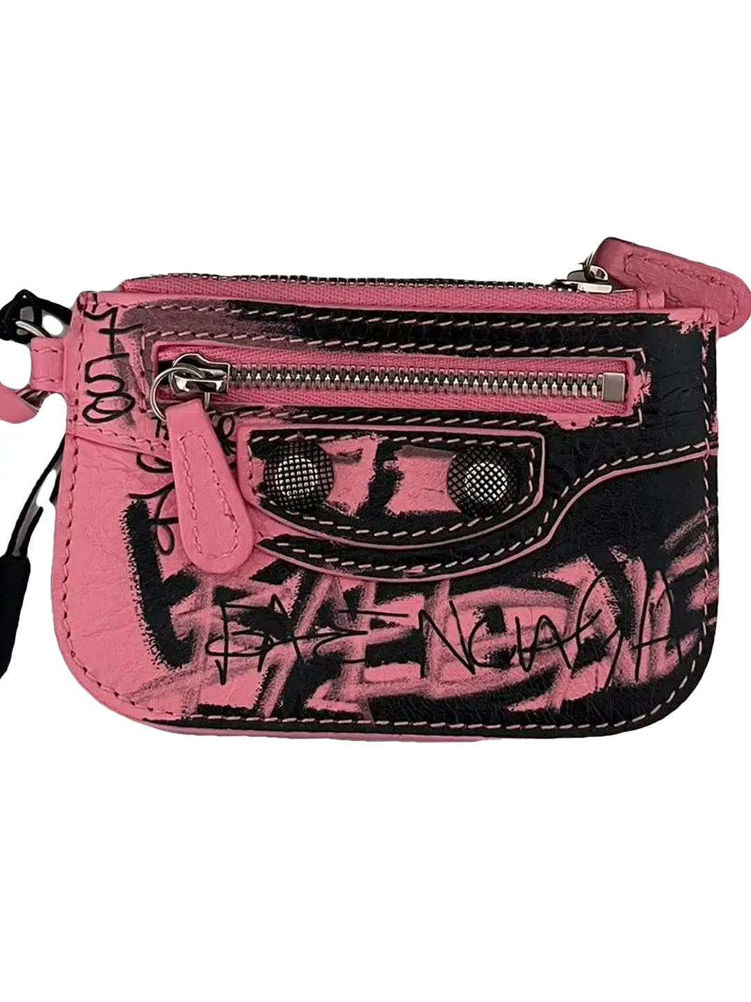 Balenciaga BALENCIAGA LE CAGOLE LONG COIN AND CARD HOLDER GRAFFITI PINK