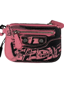 Balenciaga BALENCIAGA LE CAGOLE LONG COIN AND CARD HOLDER GRAFFITI PINK