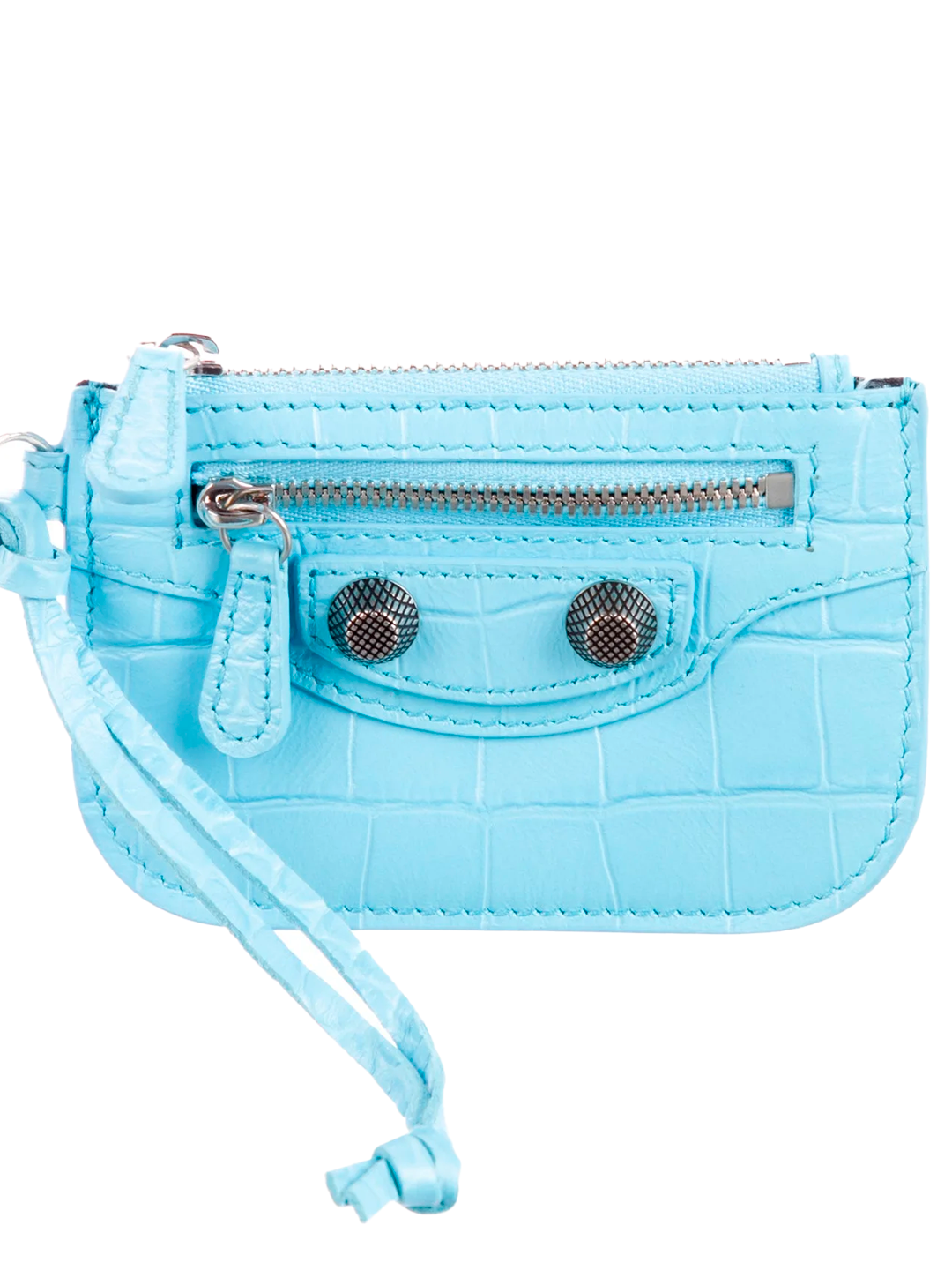 Balenciaga BALENCIAGA LE CAGOLE COIN AND CARD HOLDER LIGHT BLUE CROC EMBOS