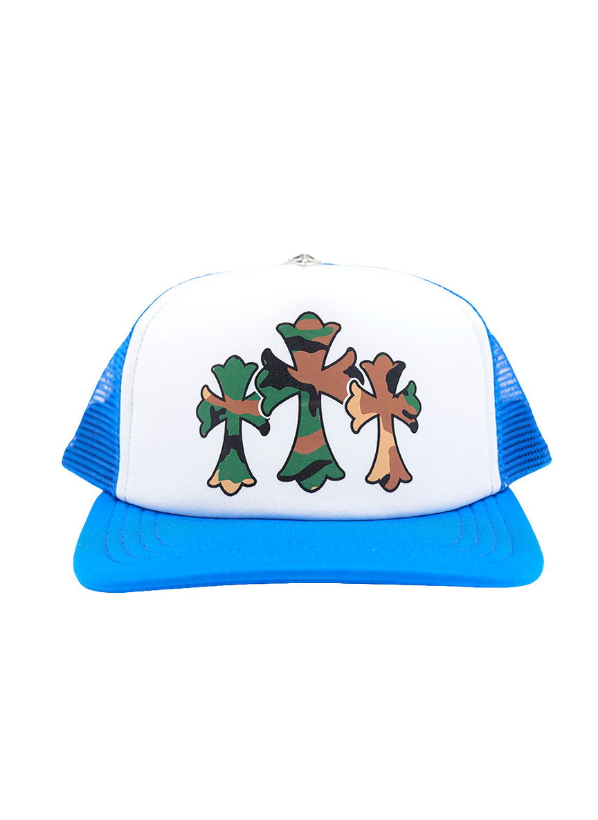 Chrome Hearts GORRA TRUCKER CHROME HEARTS BLANCA/AZUL – TRES CRUCES DAGGER