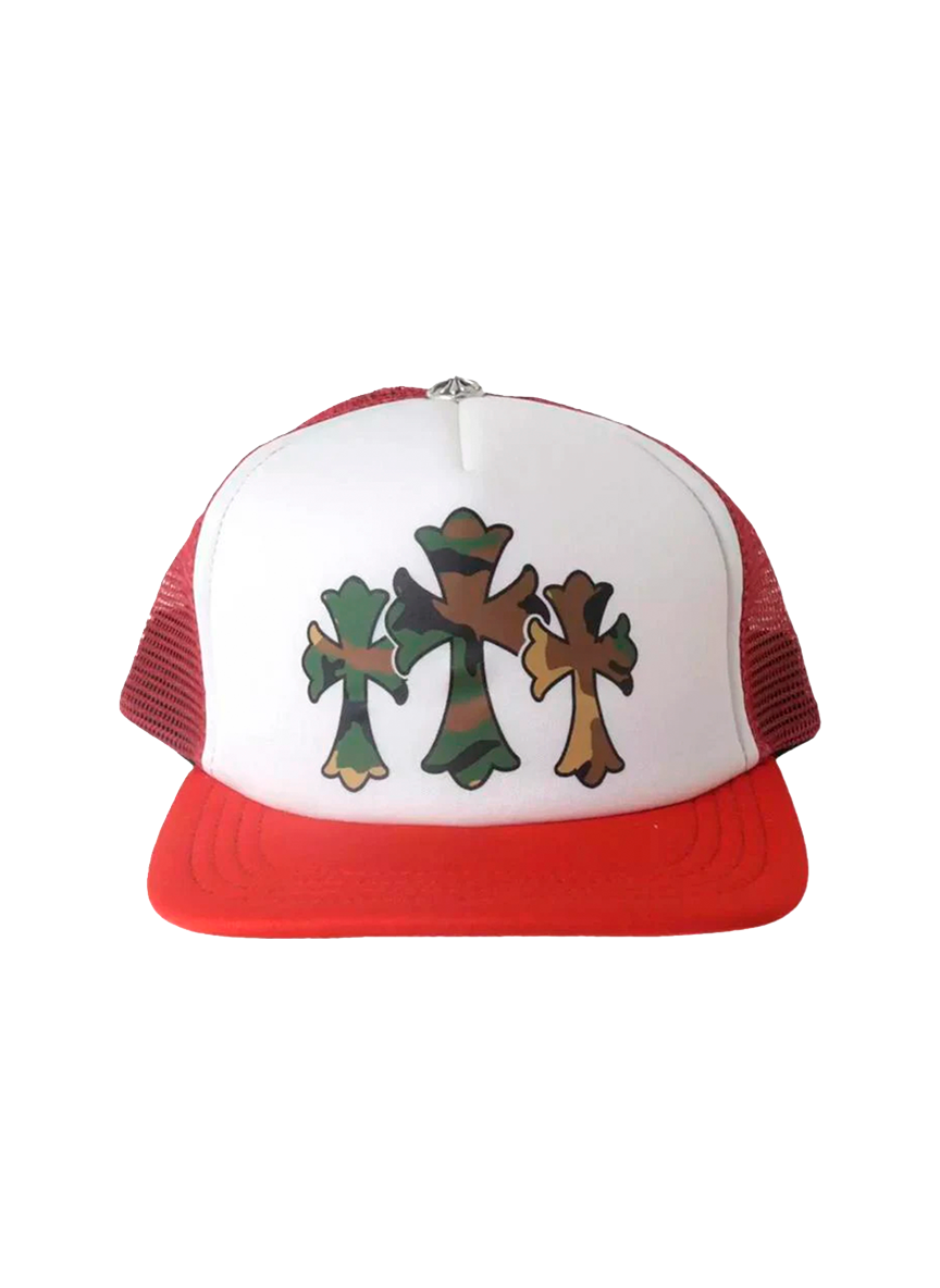 Chrome Hearts GORRA TRUCKER CHROME HEARTS BLANCA/ROJA – TRES CRUCES DAGGER