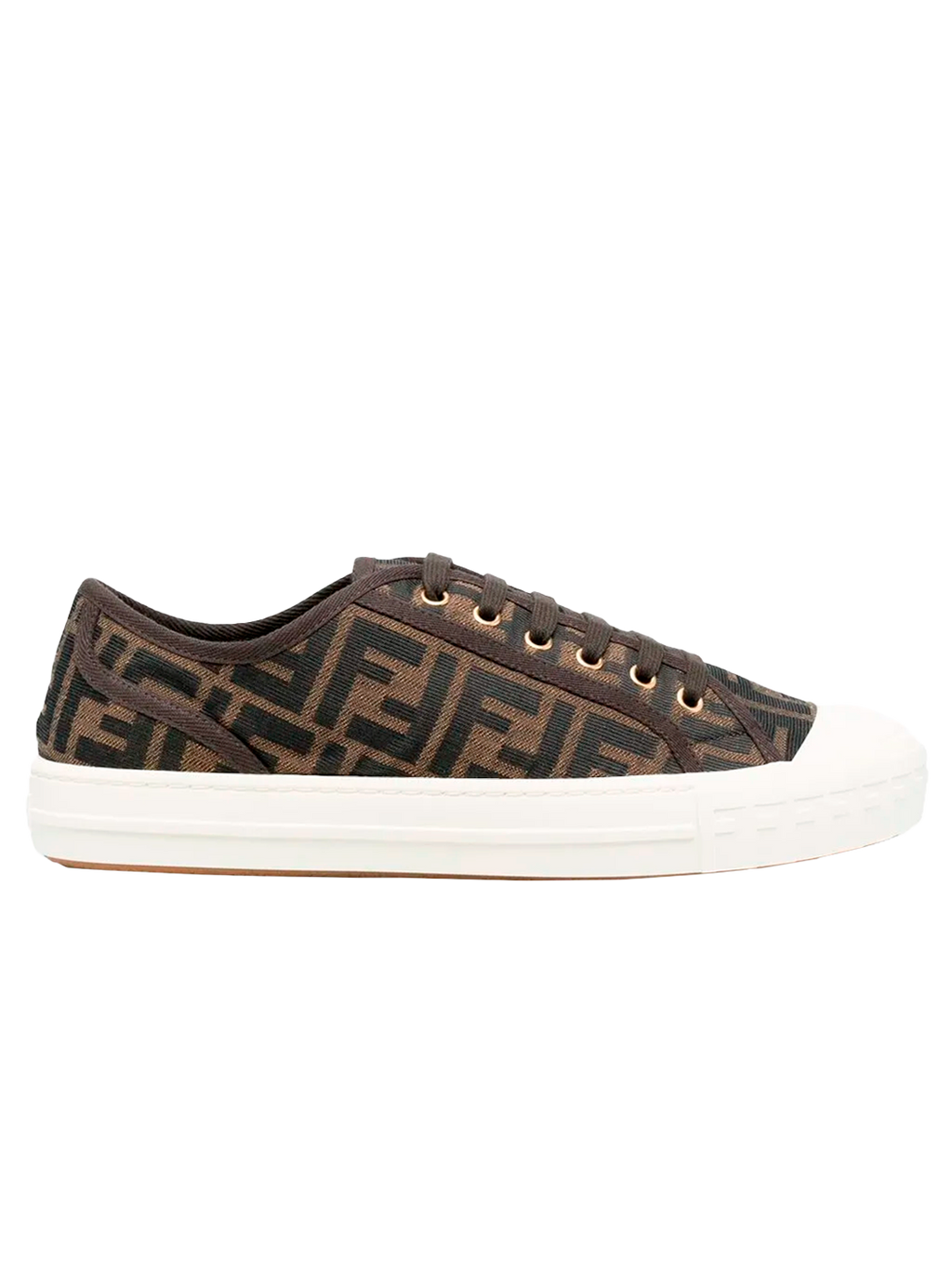 Fendi FENDI DOMINO LOW-TOP SNEAKER IN THE BROWN FF JACQUARD CANVAS