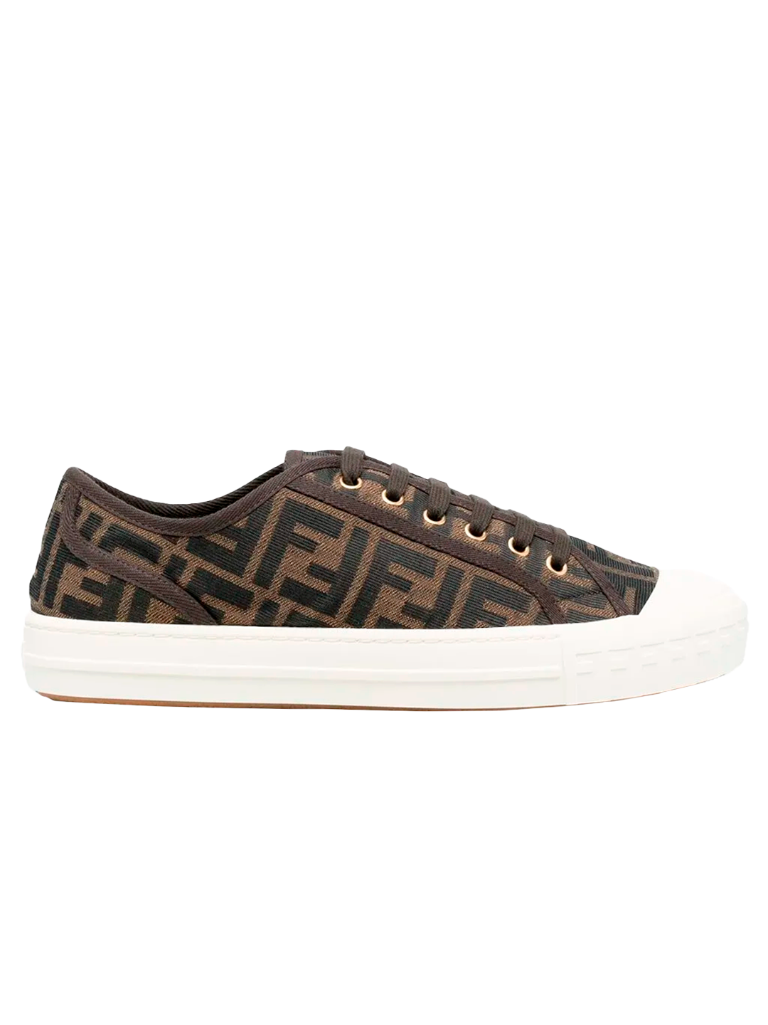 Fendi FENDI DOMINO LOW-TOP SNEAKER IN THE BROWN FF JACQUARD CANVAS