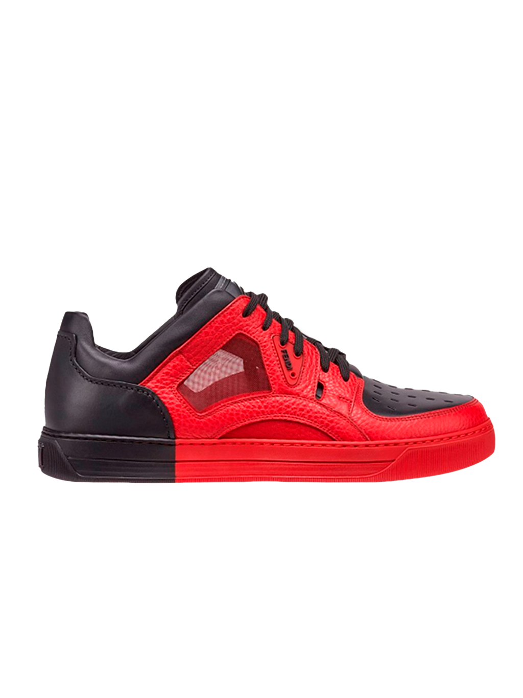 Fendi BUY FENDI LEATHER LOGO PERFORATED SNEAKER 'RED BLACK