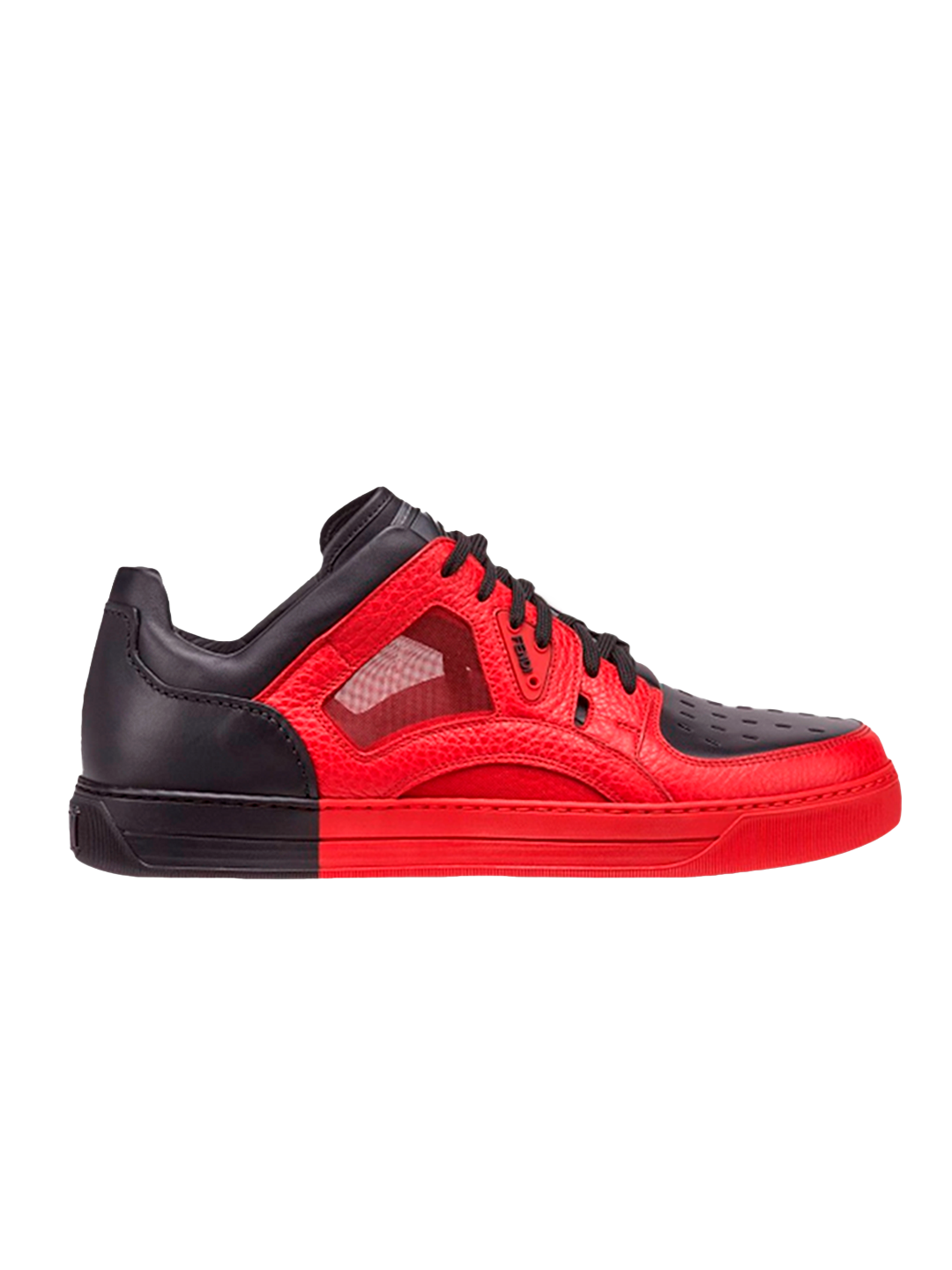 Fendi BUY FENDI LEATHER LOGO PERFORATED SNEAKER 'RED BLACK