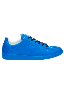 Maison Margiela MAISON MARGIELA REPLICA LOW SNEAKER IN A DAZZLING BLUE PATENT LEATHER