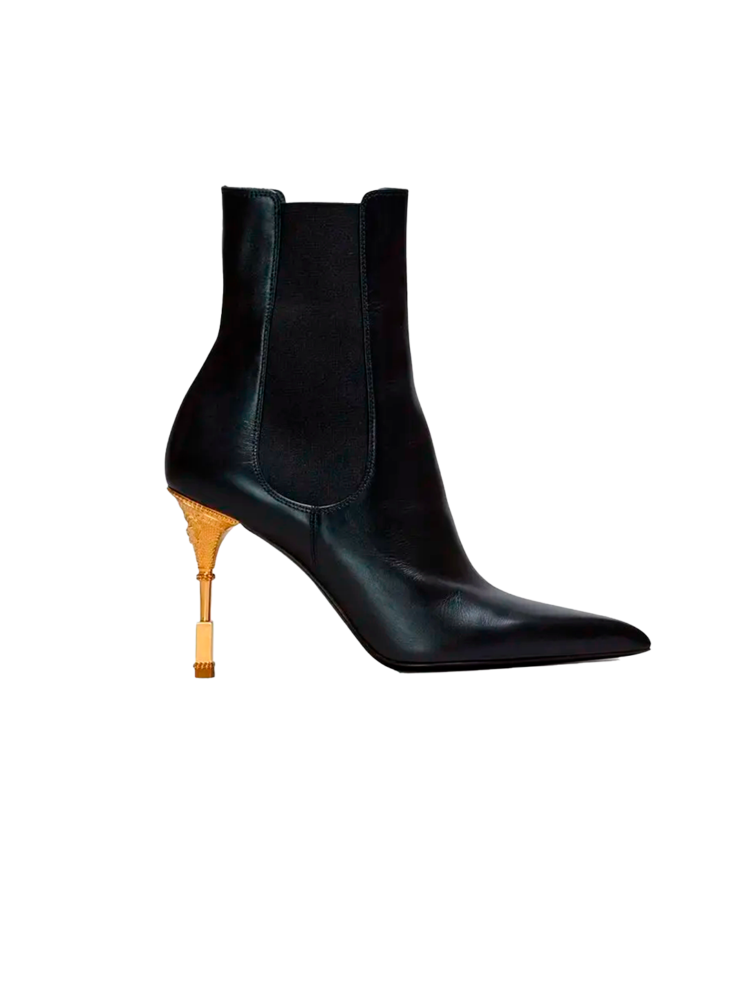Balmain BALMAIN DECORED HEELED LEATHER BOOTS - BLACK